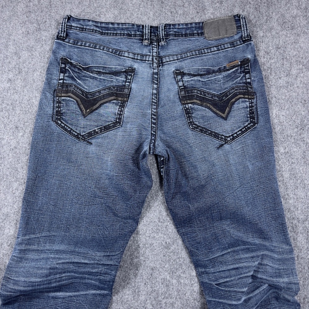 Y2K Salvage Mayhem Boot Jeans Mens 36R Blue Distressed Buckle Regular Fit